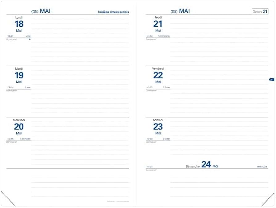Quo Vadis - Agenda scolastica - 2026 - 2027 - Texthebdo - Settimana Orizzontale 12 mesi da Agosto a Luglio - 16x24 cm - Carta Clairefontaine Bianca